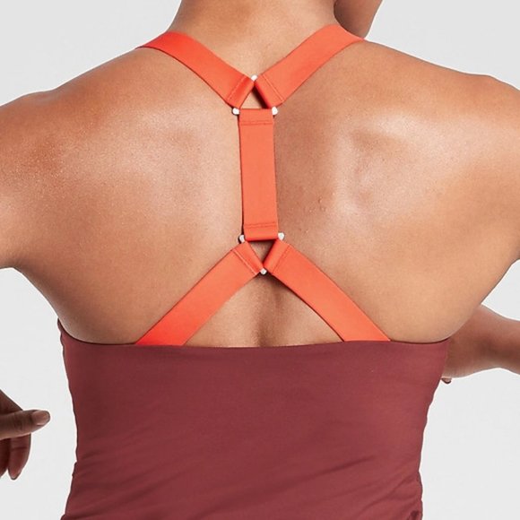 Athleta Ascent Support Top size M Brown/Vermillion - Picture 2 of 6